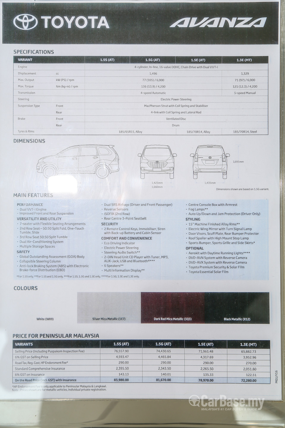 Toyota Avanza Mk2 Facelift (2015) Interior